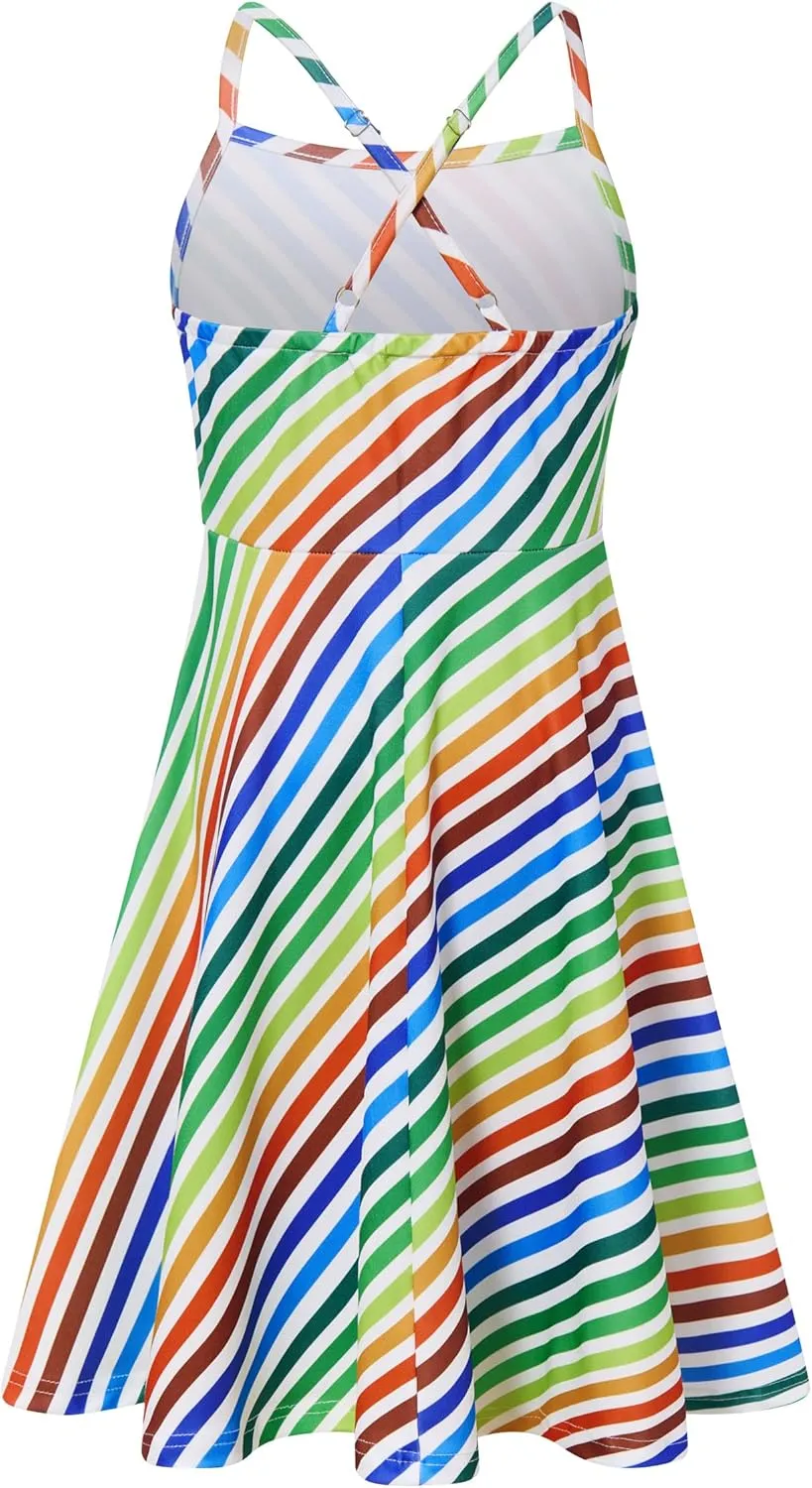 Girls Summer Sundress Adjustable Strap Cami Dress Spaghetti Strap Dresses Size 4-13