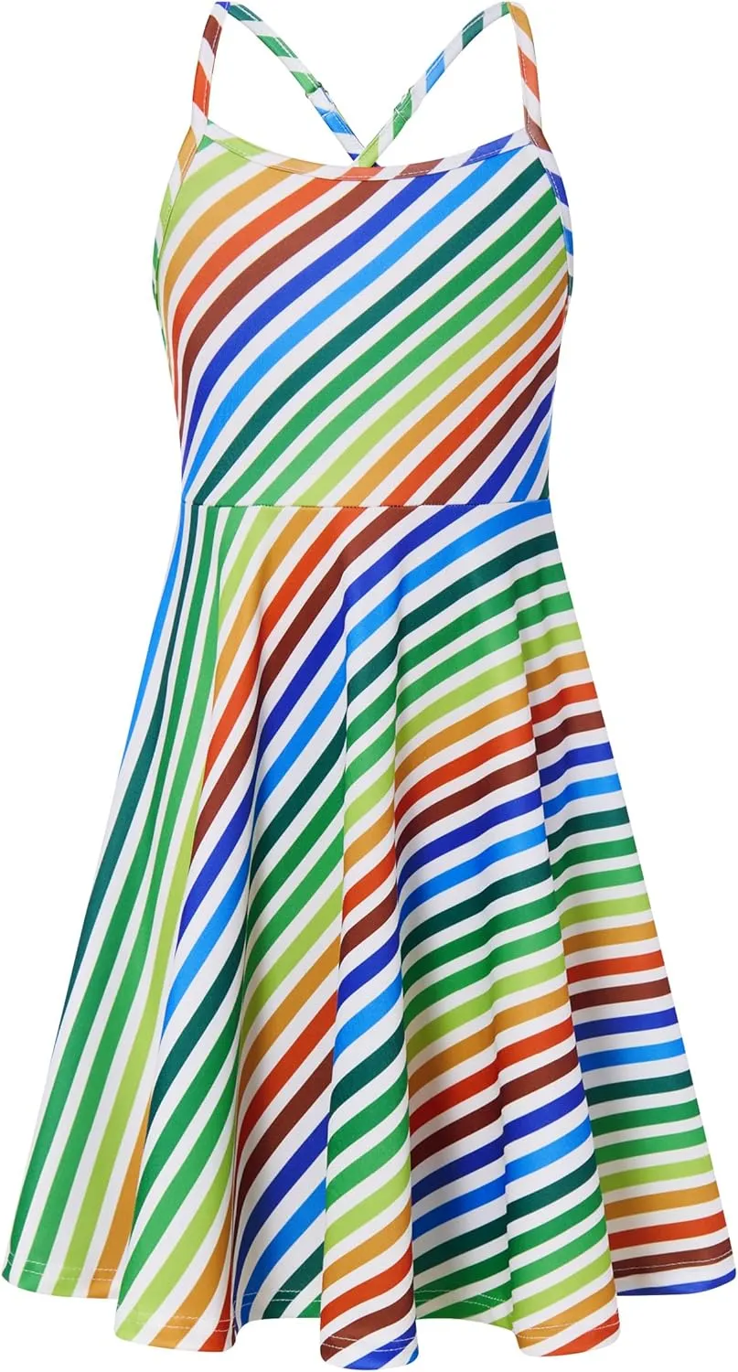 Girls Summer Sundress Adjustable Strap Cami Dress Spaghetti Strap Dresses Size 4-13