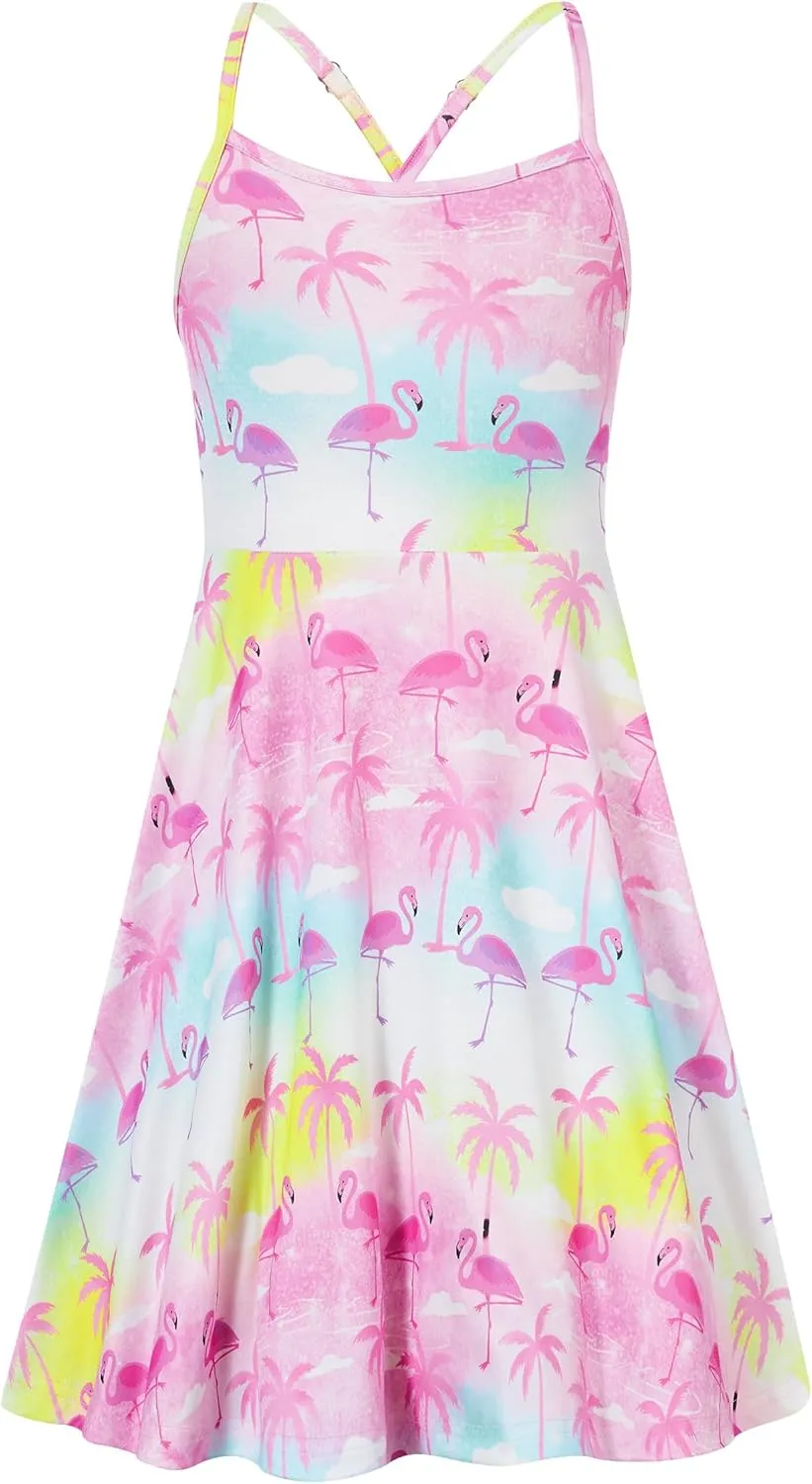 Girls Summer Sundress Adjustable Strap Cami Dress Spaghetti Strap Dresses Size 4-13