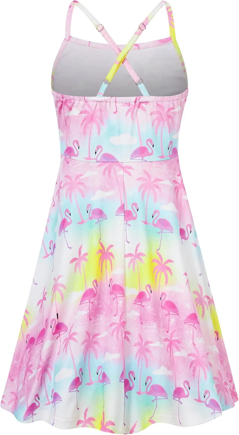 Girls Summer Sundress Adjustable Strap Cami Dress Spaghetti Strap Dresses Size 4-13