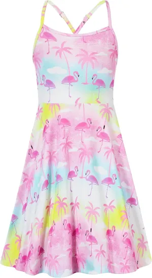 Girls Summer Sundress Adjustable Strap Cami Dress Spaghetti Strap Dresses Size 4-13