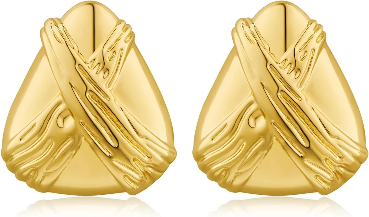 Gold Large Textured Stud Earrings for Women Trendy Vintage Statement Shell Earrings Ocean Beach Jewelry Gift