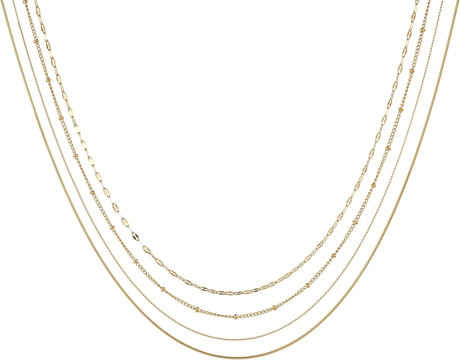 Gold Necklaces for Women, Dainty Herringbone Choker Necklace for Women 18K Gold Layered Chunky Snake Chain Necklaces Jewelry Gifts