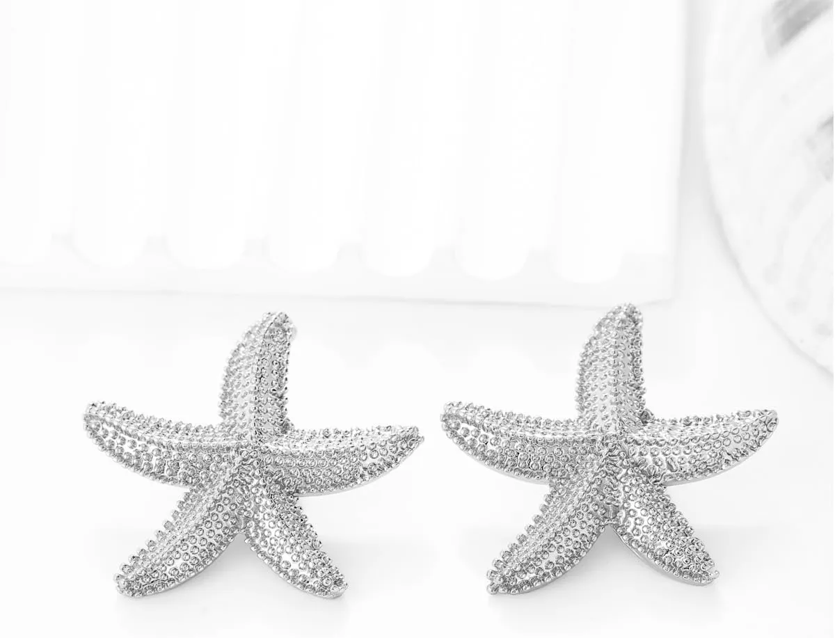 Gold Starfish Shell Conch Seashell Earrings - Trendy Summer Boho Ocean Chunky Statement Beach Jewelry - Gifts for Women
