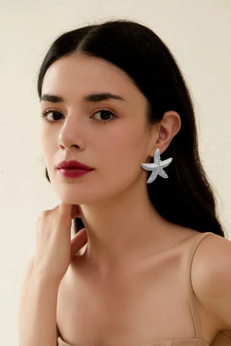 Gold Starfish Shell Conch Seashell Earrings - Trendy Summer Boho Ocean Chunky Statement Beach Jewelry - Gifts for Women