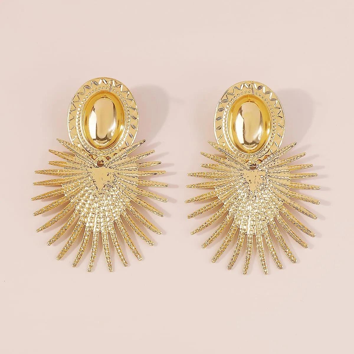 Gold Statement Earrings for Women Trendy Chunky Gold Square Earrings Textured Stud Earrings for Women Lightweight Big Shell Wings Drop Earrings for Her