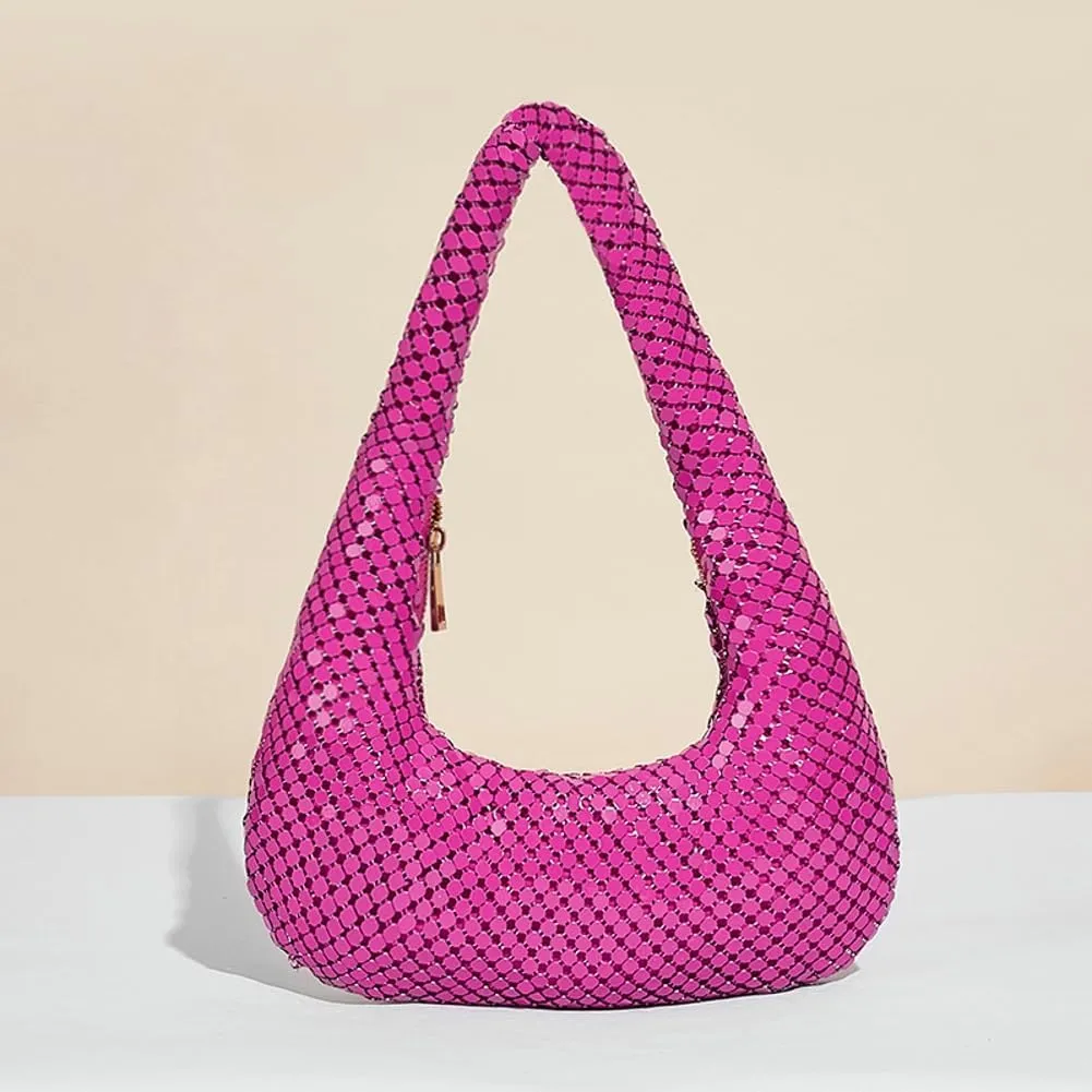 Golden Aluminum Clutch Bag - Dazzling Rhinestone Evening Purse for Women, Handheld & Underarm Stylish Shimmer Party Clutch
