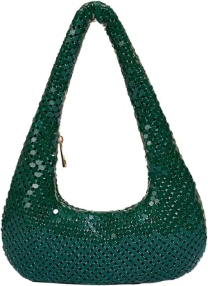 Golden Aluminum Clutch Bag - Dazzling Rhinestone Evening Purse for Women, Handheld & Underarm Stylish Shimmer Party Clutch