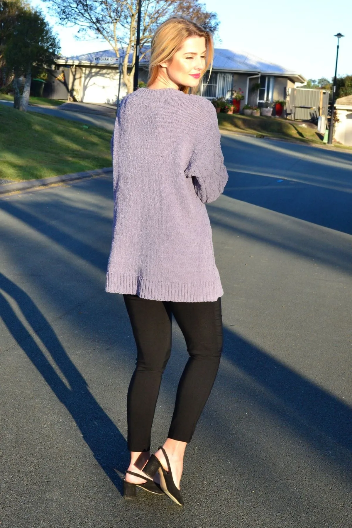 Grape Chain Stitch Knit Tunic Jumper
