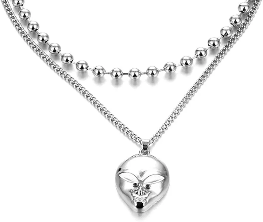 Halloween Gothic Skull Skeleton Collar Choker Necklace Punk Silver Plated Layered Necklace Holiday Theme Jewelry