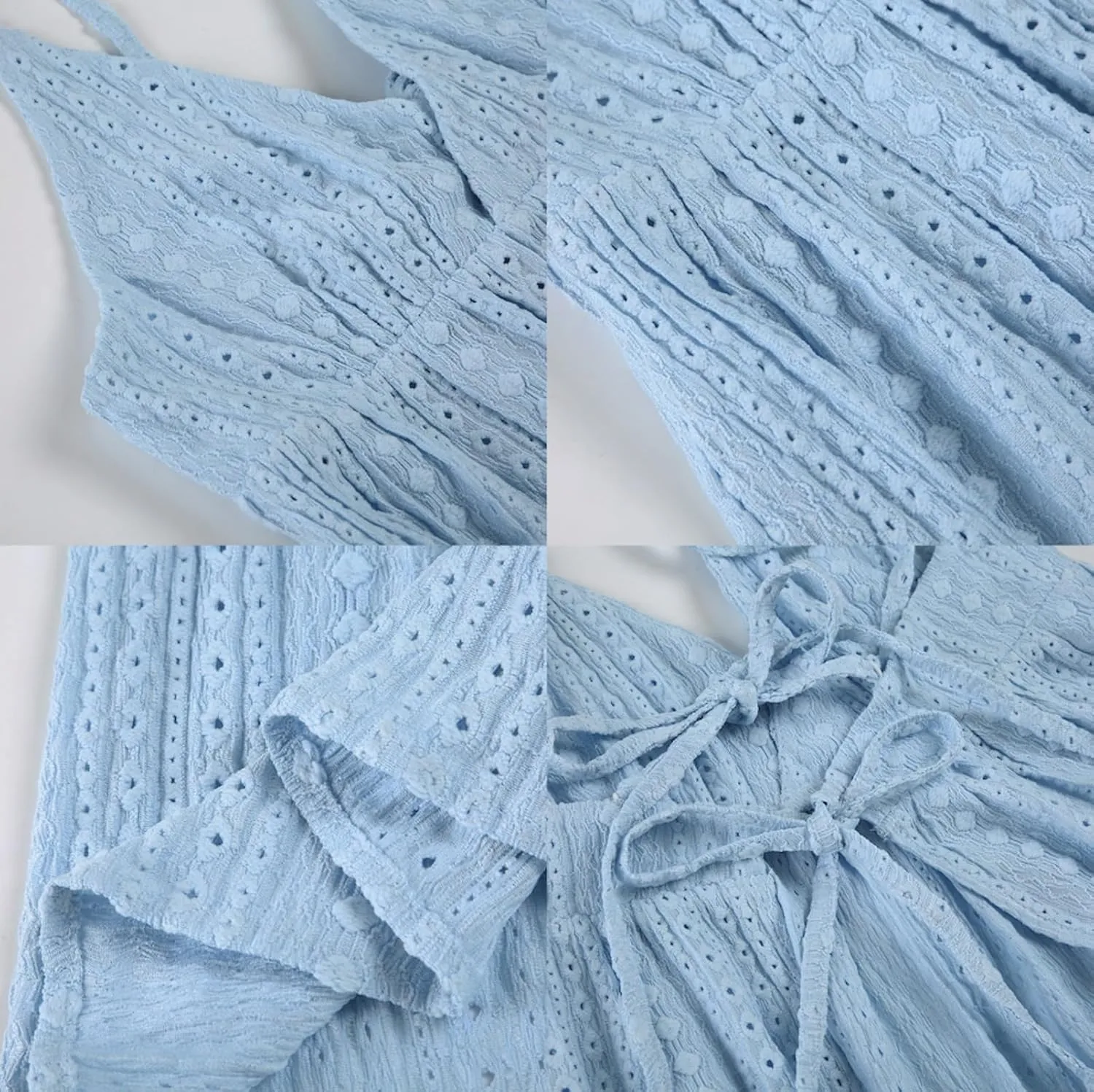 Halter Eyelet Tops for Women V Neck Backless Summer Tops Y2k Loose Fit Babydoll Tank Cute Flowy Beach Shirts