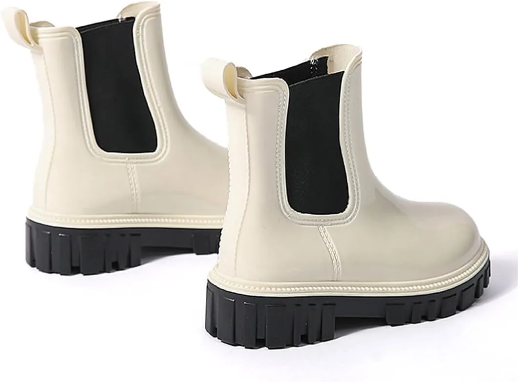 Harssidanzar Womens Ankle Rain Boots Waterproof Chelsea Boots,Anti-Slipping Rainboots and Garden Shoes for Ladies with Comfortable Insoles HL211US