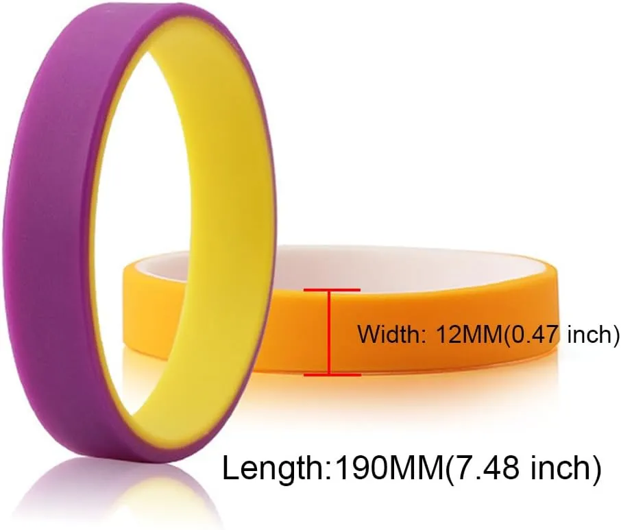 Hebrew Symbol Chai David Star Jesus Cross Religious Silicone Bangle Two-Layer Wristband for Adults Teens Israel Judaica Jewelry, 7.48in