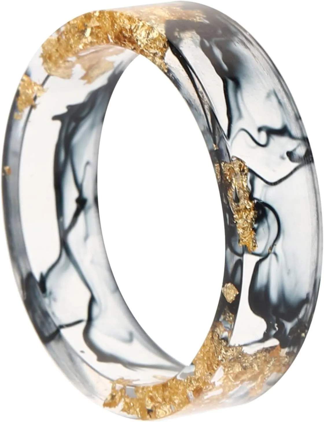 Homoyoyo Elegant Resin Gold Foil Ring for Women Stackable Knuckle Ring Creative Finger Decor