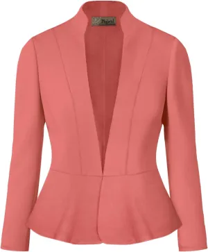 Hybrid & Company Women's Casual Work Office Elegant Open Front Premium Nylon Blazer Jacket