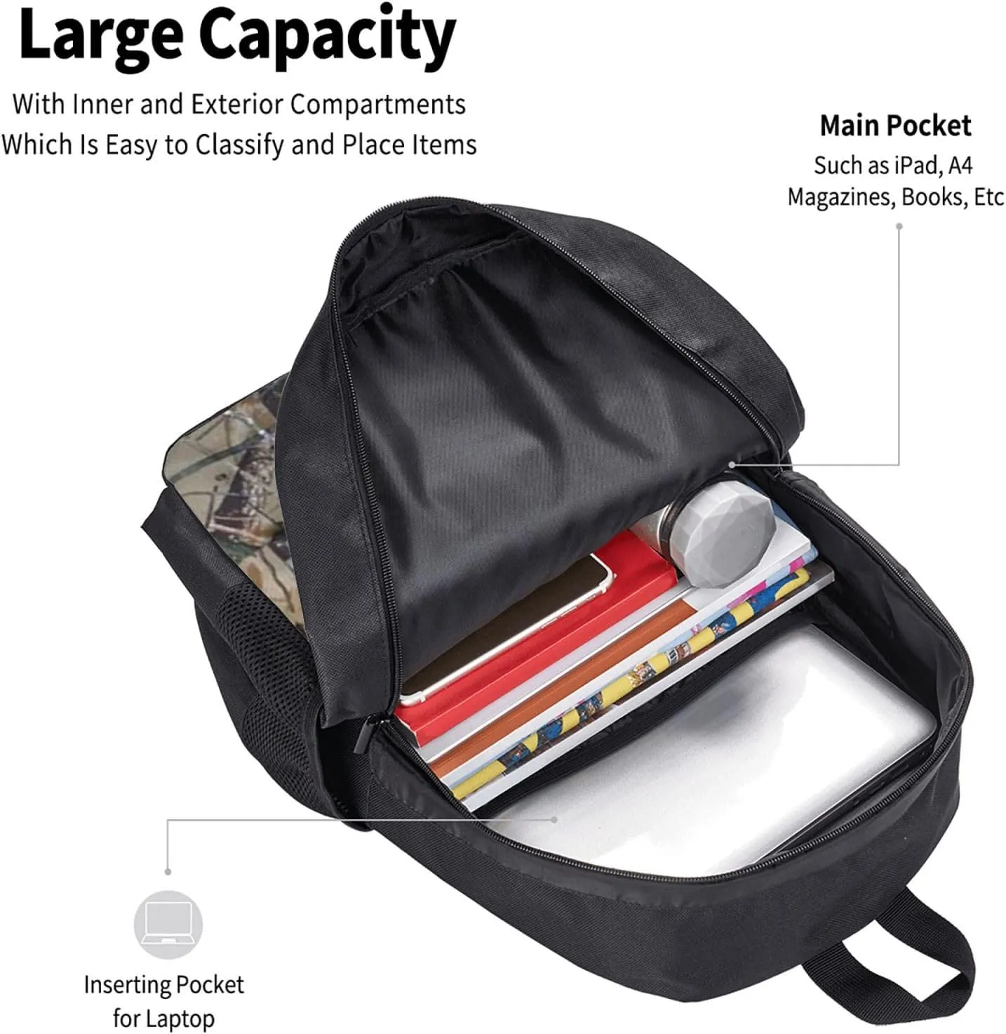 J-elly Roll Bookbags Casual Travel Daypack Lightweight Laptop Backpacks For Hiking Bag Black