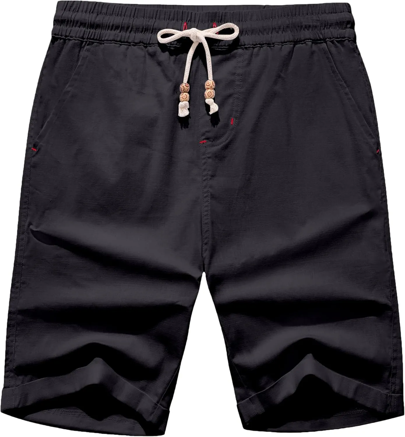 Janmid Men's Linen Shorts Casual Elastic Waist Drawstring Summer Beach Shorts