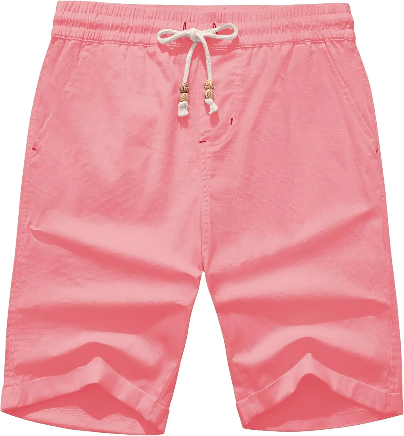 Janmid Men's Linen Shorts Casual Elastic Waist Drawstring Summer Beach Shorts