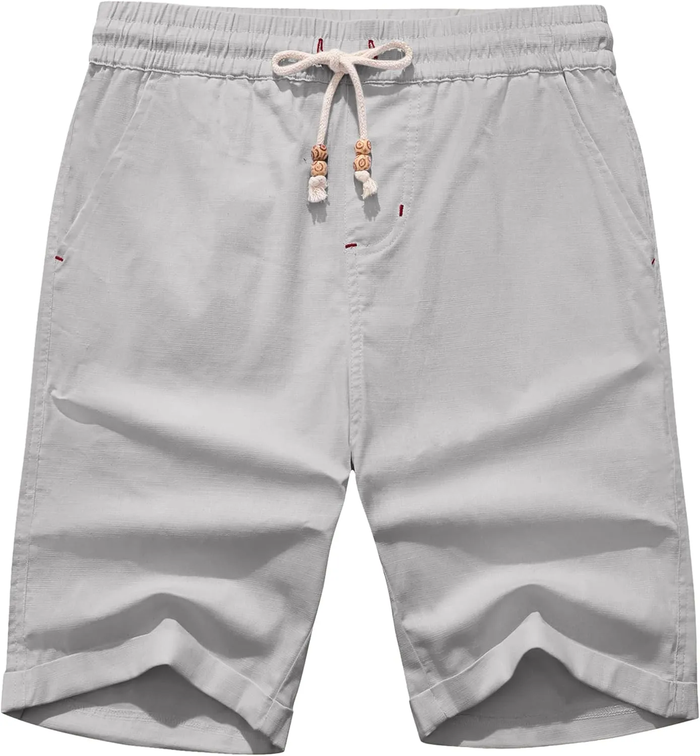 Janmid Men's Linen Shorts Casual Elastic Waist Drawstring Summer Beach Shorts