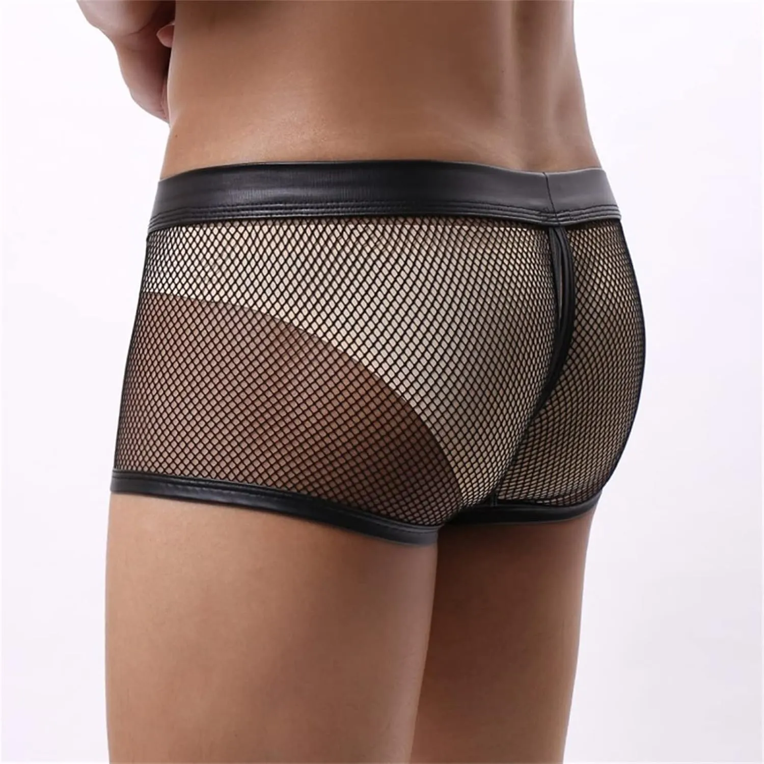 JEShifangjiusu Men'S See Through Bulge Pouch Lingerie Fishnet Athletic Jockstrap Trunks Underwear Breathable Boxer Briefs