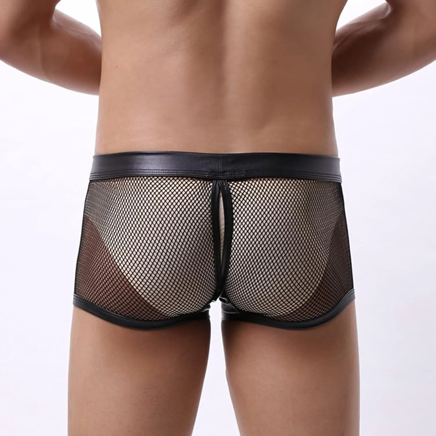 JEShifangjiusu Men'S See Through Bulge Pouch Lingerie Fishnet Athletic Jockstrap Trunks Underwear Breathable Boxer Briefs