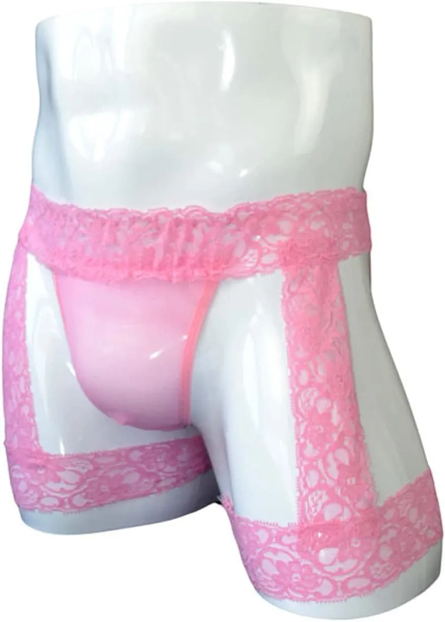 JEShifangjiusu Men'S Sissy Pouch Boxers Briefs Lace Floral Thong Bikini G-String Bikini Crossdress Briefs Lingerie Panties