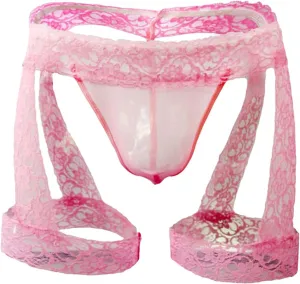 JEShifangjiusu Men'S Sissy Pouch Boxers Briefs Lace Floral Thong Bikini G-String Bikini Crossdress Briefs Lingerie Panties