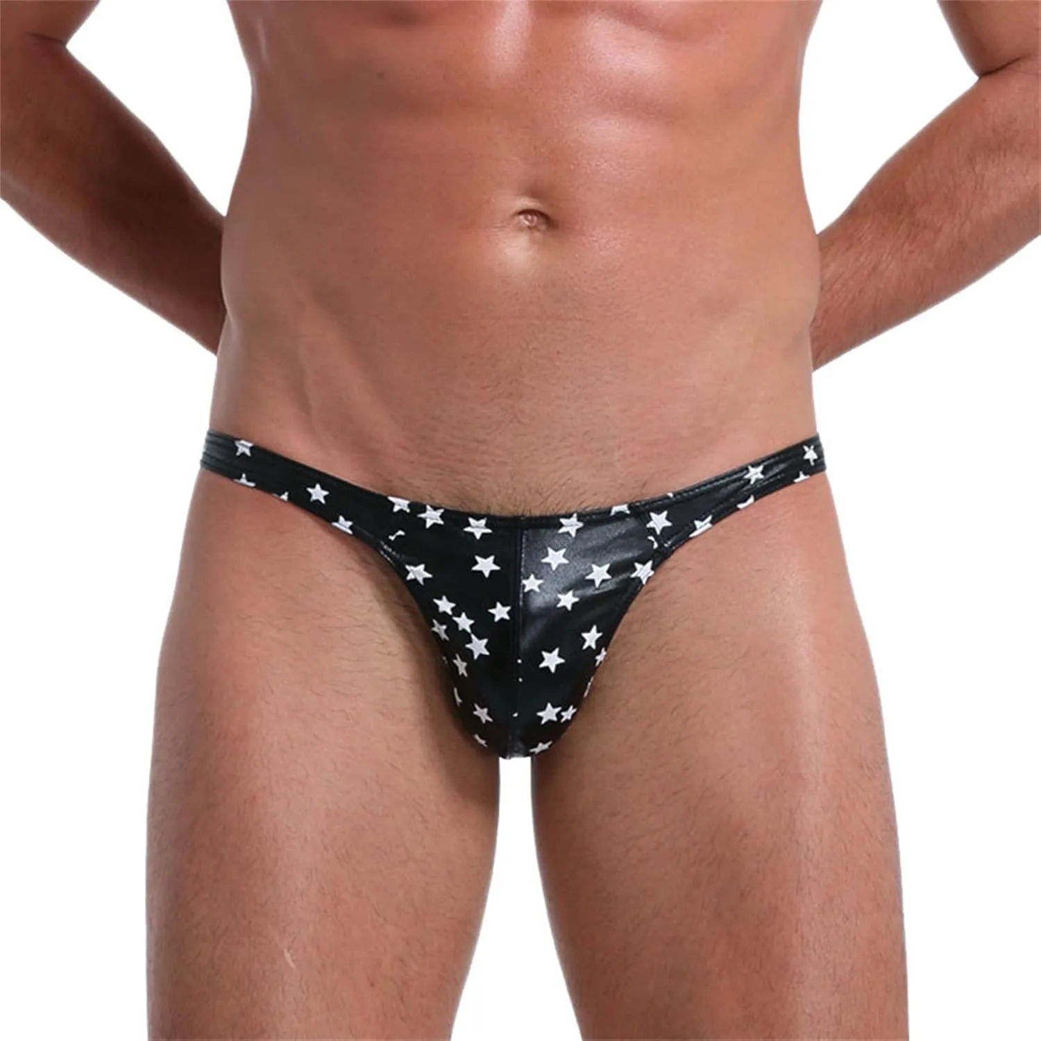 JEShifangjiusu Men'S Thong Comfort Underwear Sexy Butt Lift Low Raise Thong G-String Leather Bikini Briefs Trunks Shorts