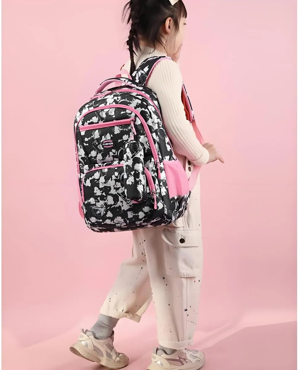 Kid Backpack for Girls Boys Bookbag Elementary Middle School Backpacks Kids School Bag Travel Back Pack(Black)
