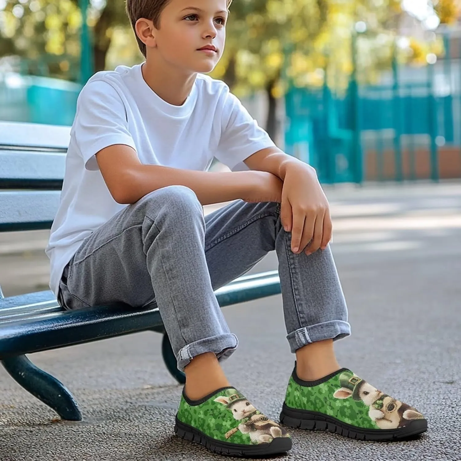 Kids Athletic Shoes Girls Boys Slip On Casual Sneakers Lightweight Soft Tennis Shoe for Outdoor US 11-15 Black Sole