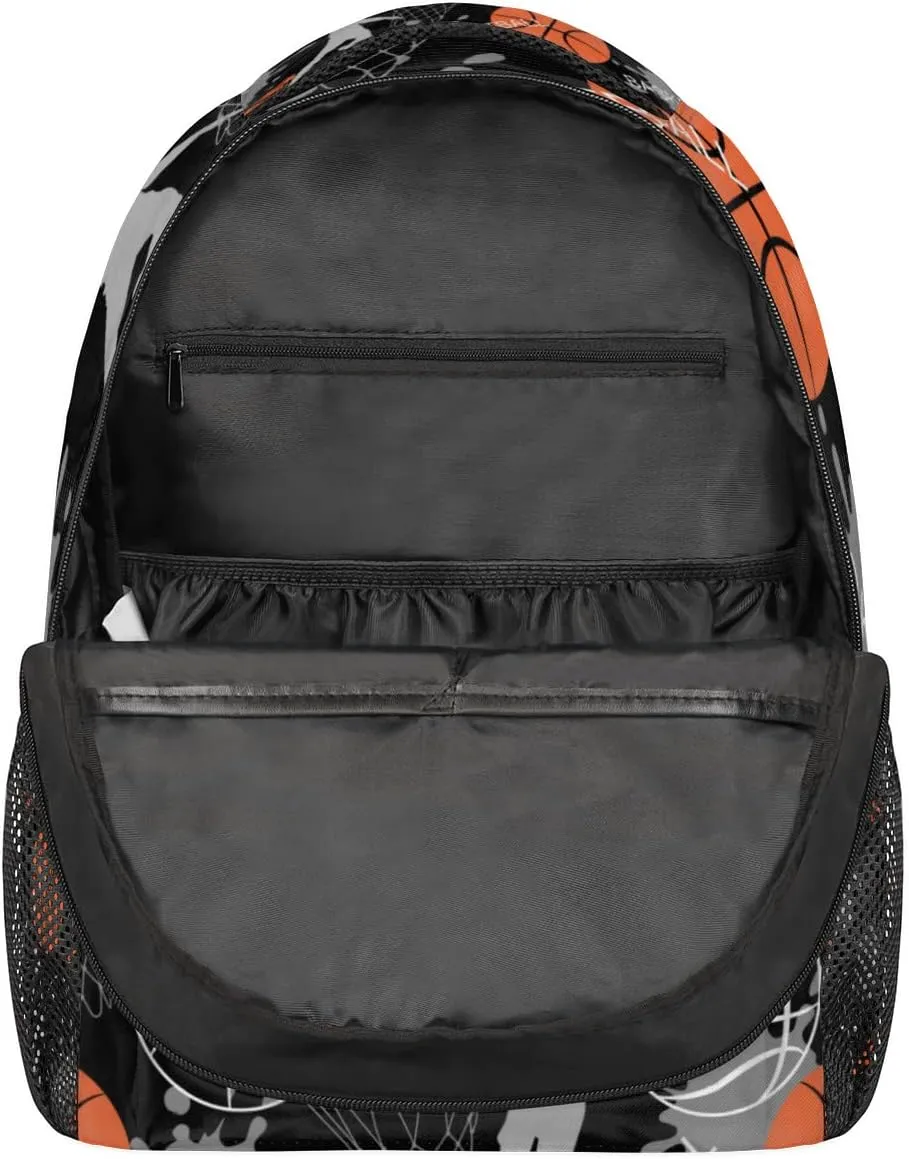Kids School Backpack for Girls Boys School Bag Large Bookbag Lightweight Elementary Laptop Bag Travel Hiking Daypack (Basketball)
