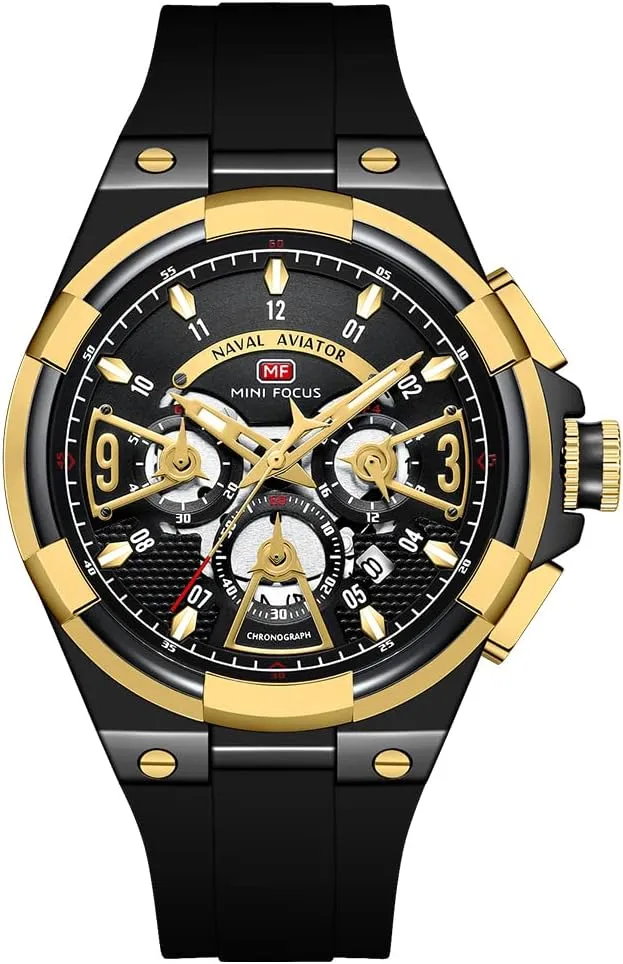 KXAITO Mens Watches Military Sport Waterproof Chronograph Watch Luminous Silicon Leather Strap Casual Watches for Men Fashion Analog Quartz Business Wrist Watch Clock