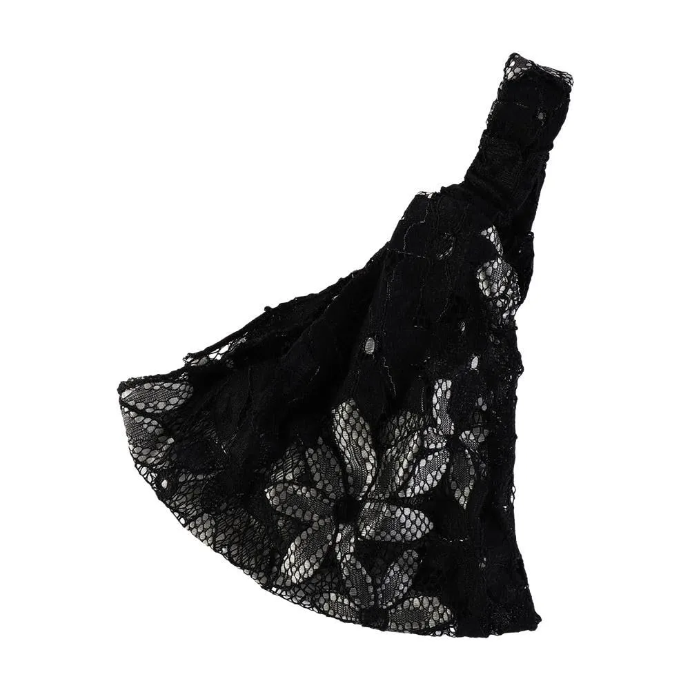 Lace Flower Elastic Headband, Retro Lace Hair Hoop, Wide Floral Elastic Hairband Head Wrap Hair Accessories for Women(black)