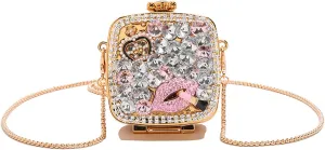 Ladies Rhinestone Acrylic Box Crossbody Clutch Bag Clutch Mini Glitter Evening Bag