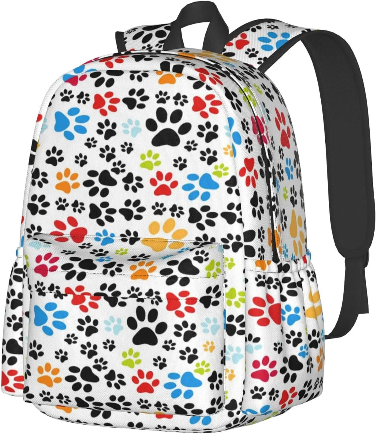 Laptop Backpack for Men Women Colorful Cat Dog Paws Casual Travel Backpacks Lightweight College Backpack with Laptop Compartment for Daily Commutes Work Travel Hiking Daypack