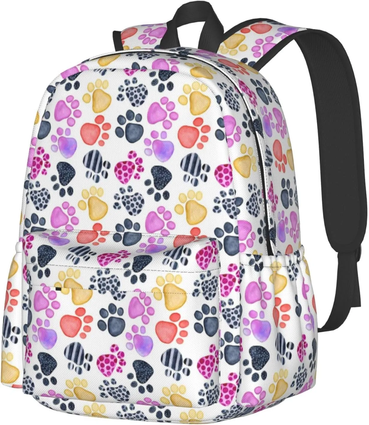 Laptop Backpack for Men Women Colorful Cat Paw Casual Travel Backpacks Lightweight College Backpack with Laptop Compartment for Daily Commutes Work Travel Hiking Daypack