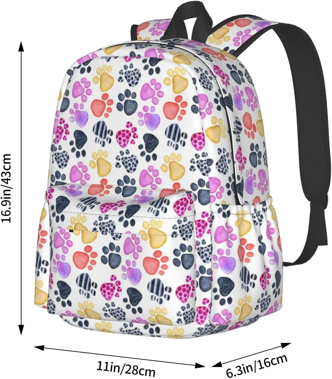 Laptop Backpack for Men Women Colorful Cat Paw Casual Travel Backpacks Lightweight College Backpack with Laptop Compartment for Daily Commutes Work Travel Hiking Daypack