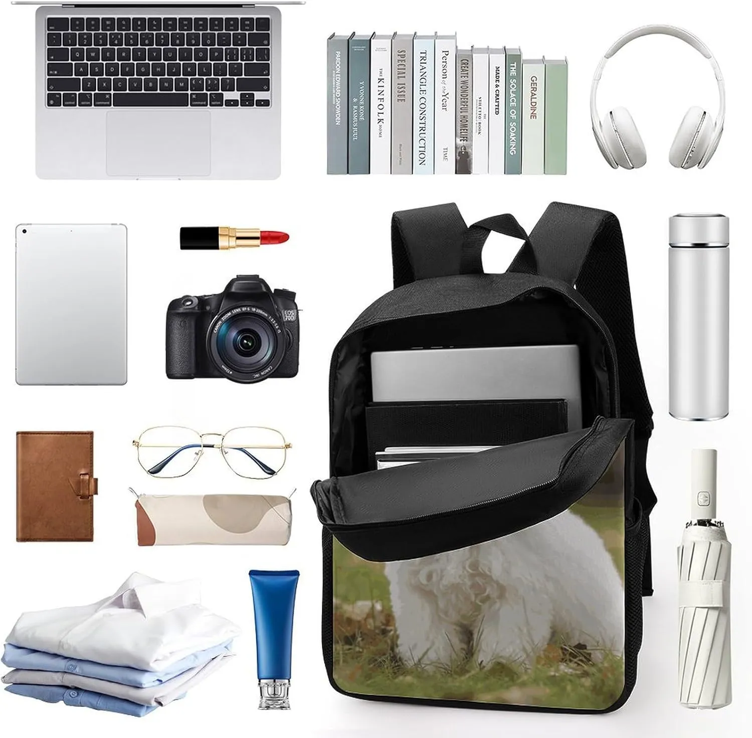 Laptop Backpack for Men Women Daypack Bichon Frise Dog Computer Bag Travel Backpacks Laptop Bag