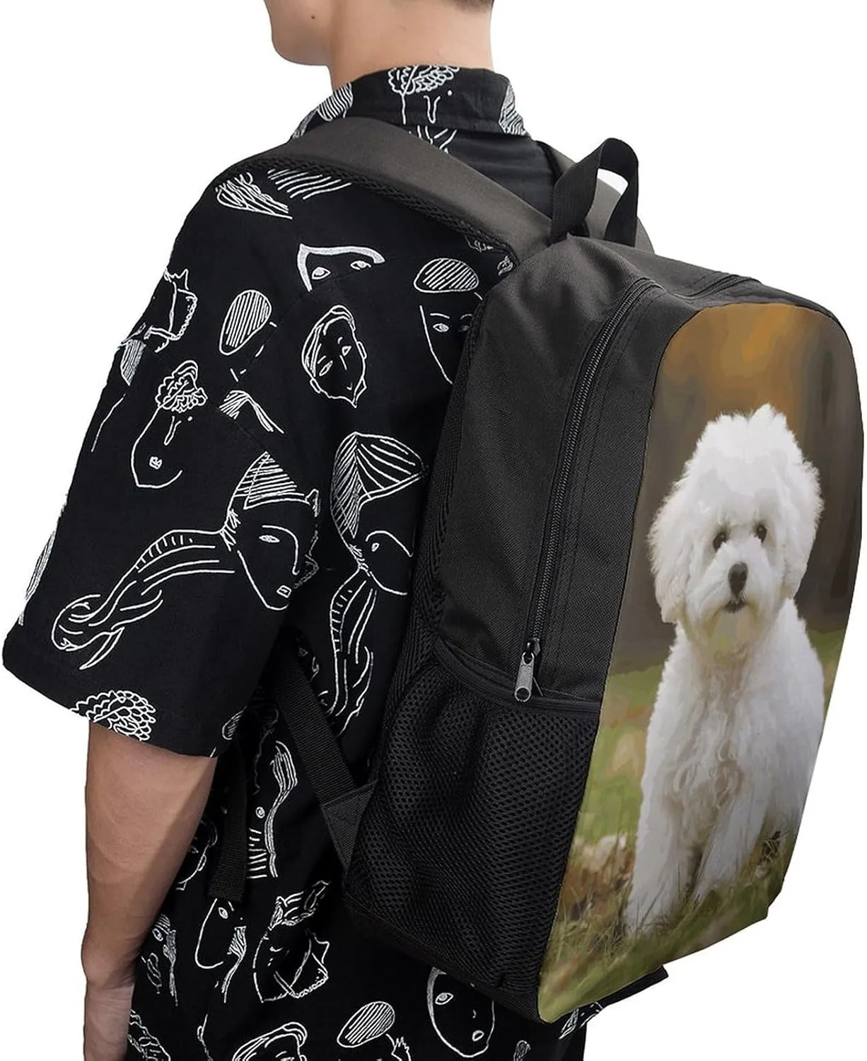 Laptop Backpack for Men Women Daypack Bichon Frise Dog Computer Bag Travel Backpacks Laptop Bag