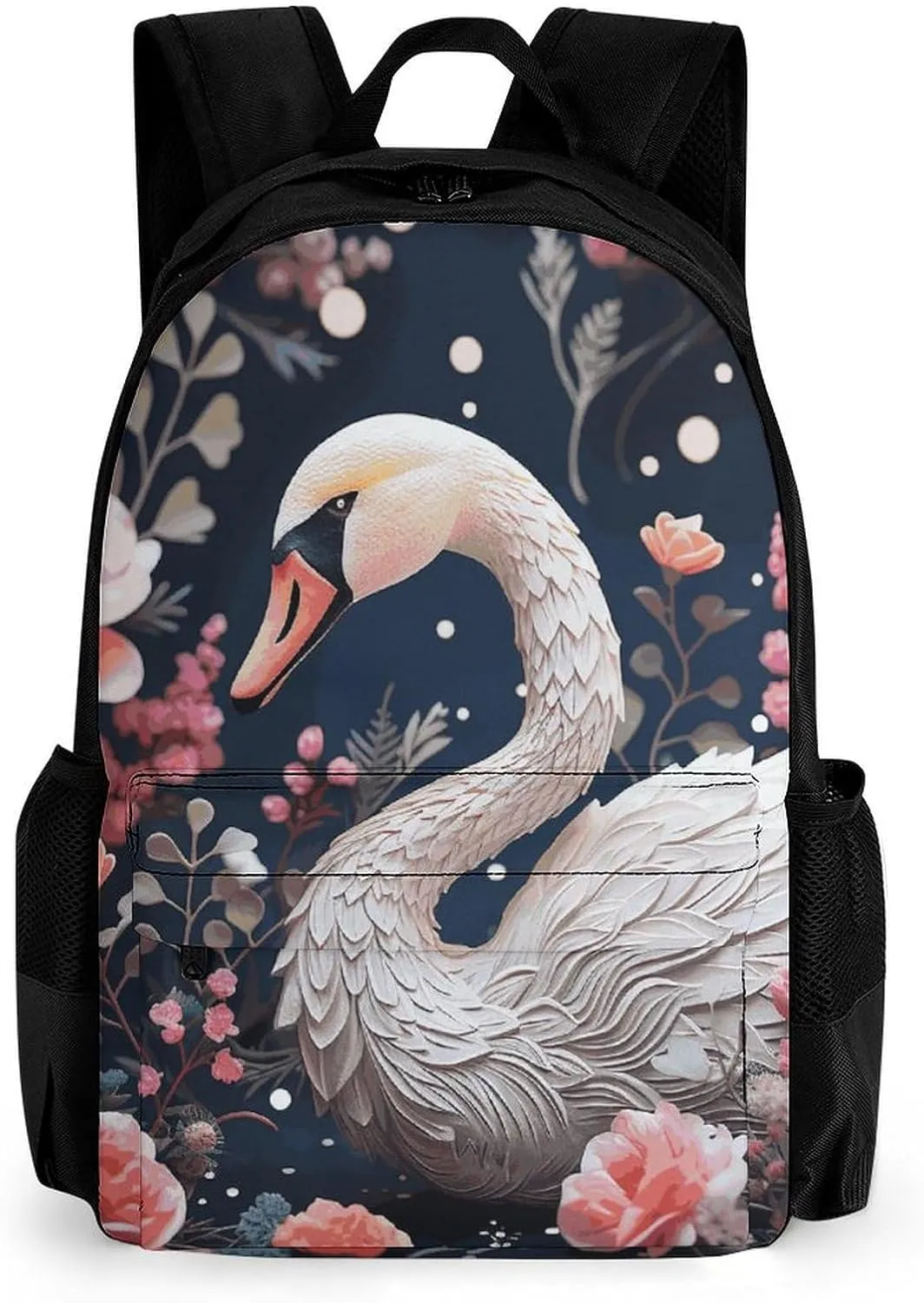 Laptop Backpack for Women Men Daypack Floral Swan Backpacks Computer Bag Travel Laptop Bag Casual Work Bag