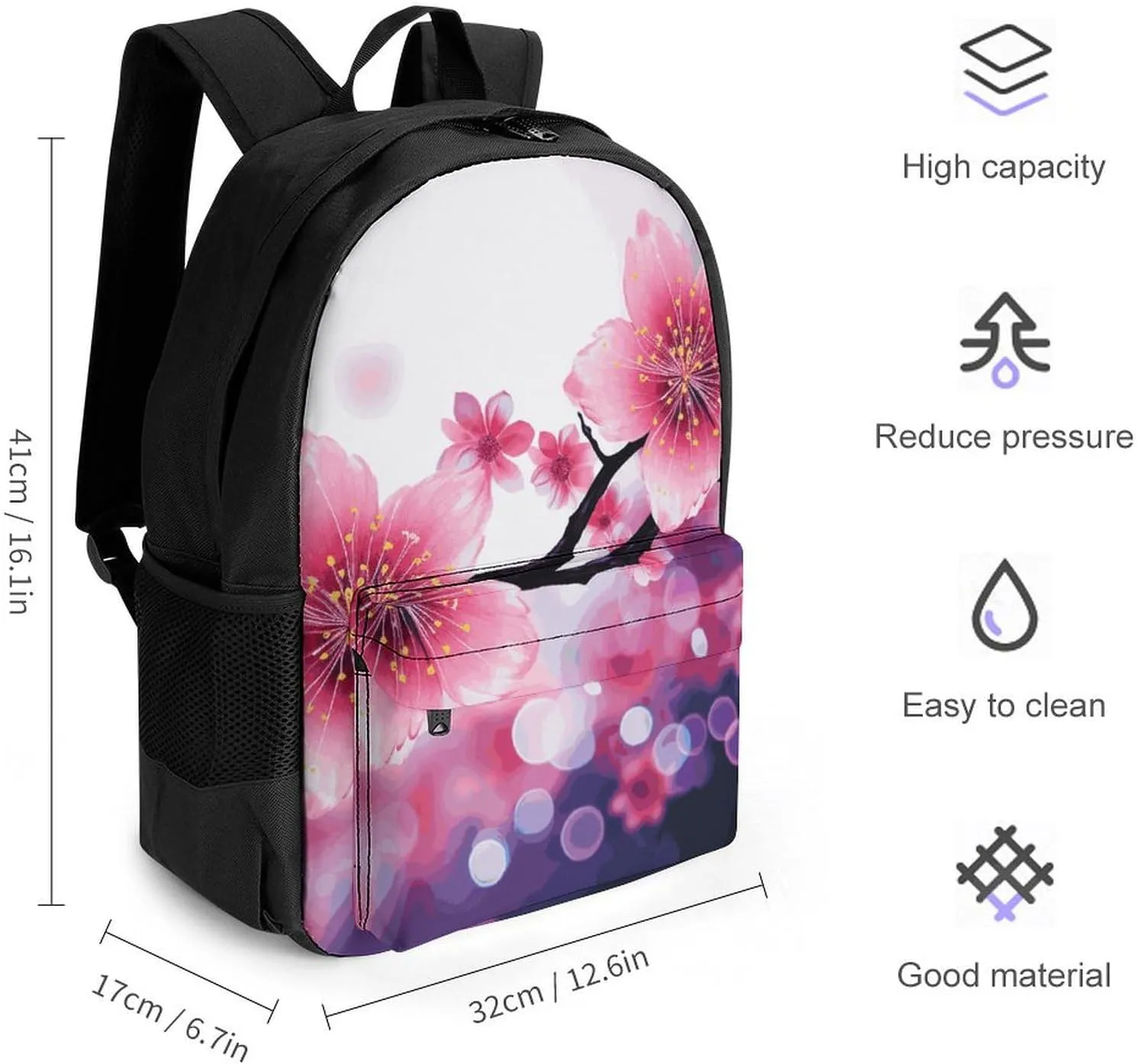 Laptop Backpack for Women Men Daypack Flower Backpacks Computer Bag Travel Laptop Bag Casual Work Bag
