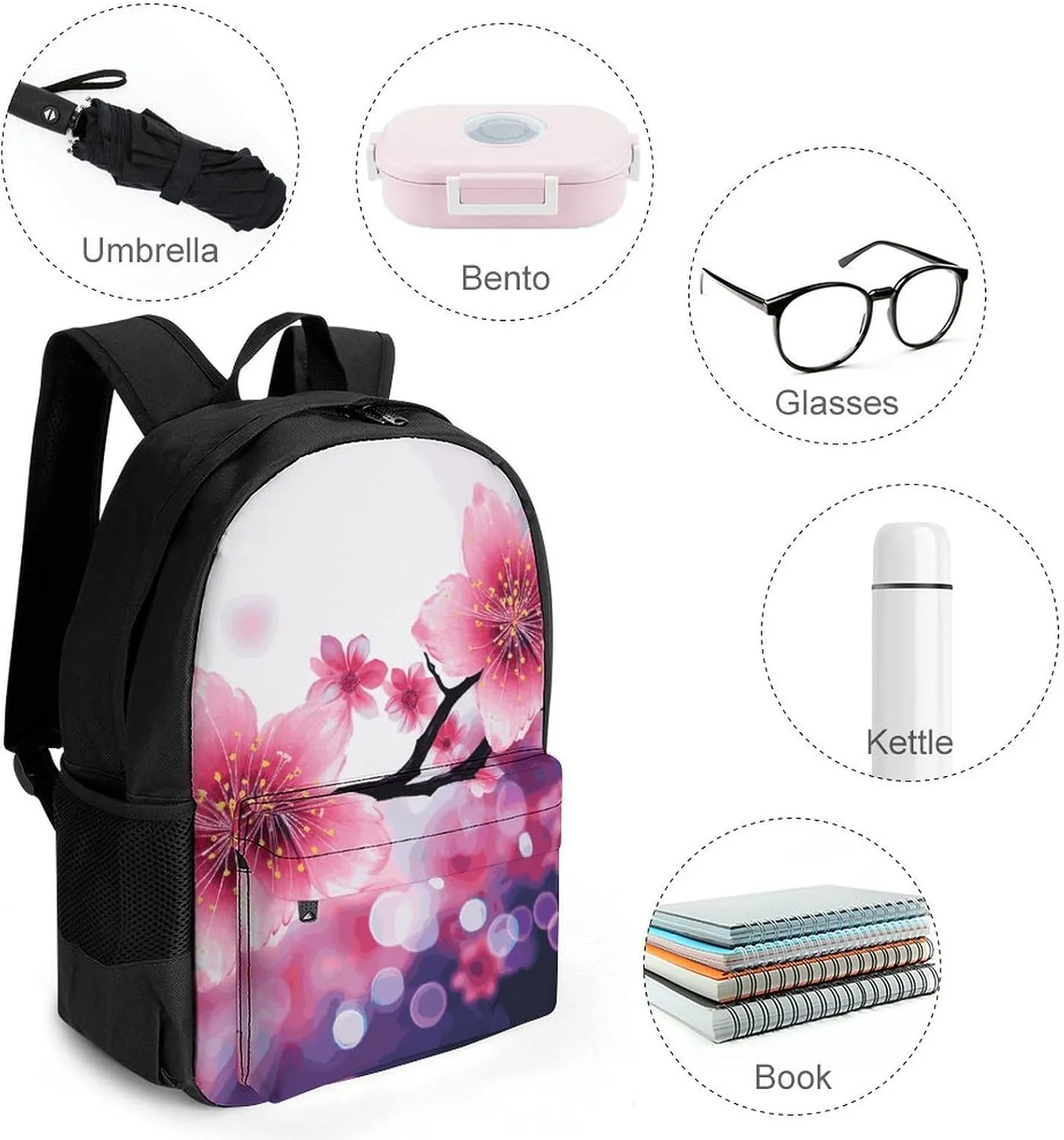 Laptop Backpack for Women Men Daypack Flower Backpacks Computer Bag Travel Laptop Bag Casual Work Bag