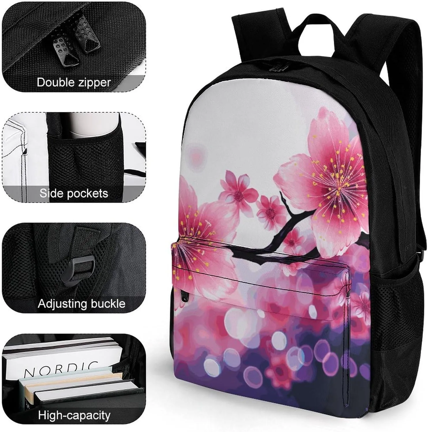 Laptop Backpack for Women Men Daypack Flower Backpacks Computer Bag Travel Laptop Bag Casual Work Bag