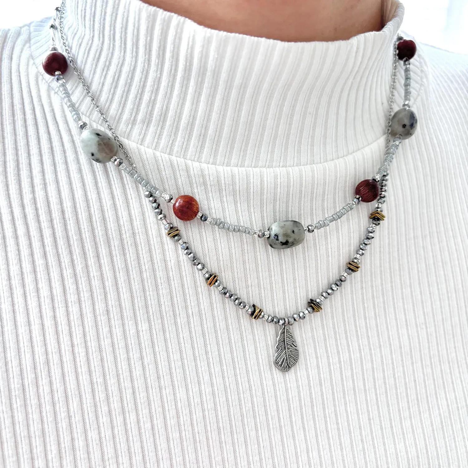 Layered Necklaces for Women Colorful Boho Necklace Beaded & Chain Choker Necklace Jewelry for Women