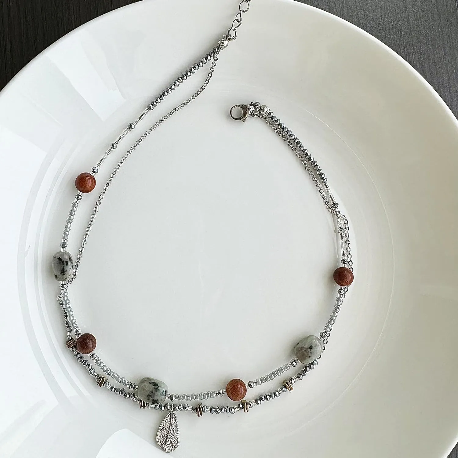 Layered Necklaces for Women Colorful Boho Necklace Beaded & Chain Choker Necklace Jewelry for Women