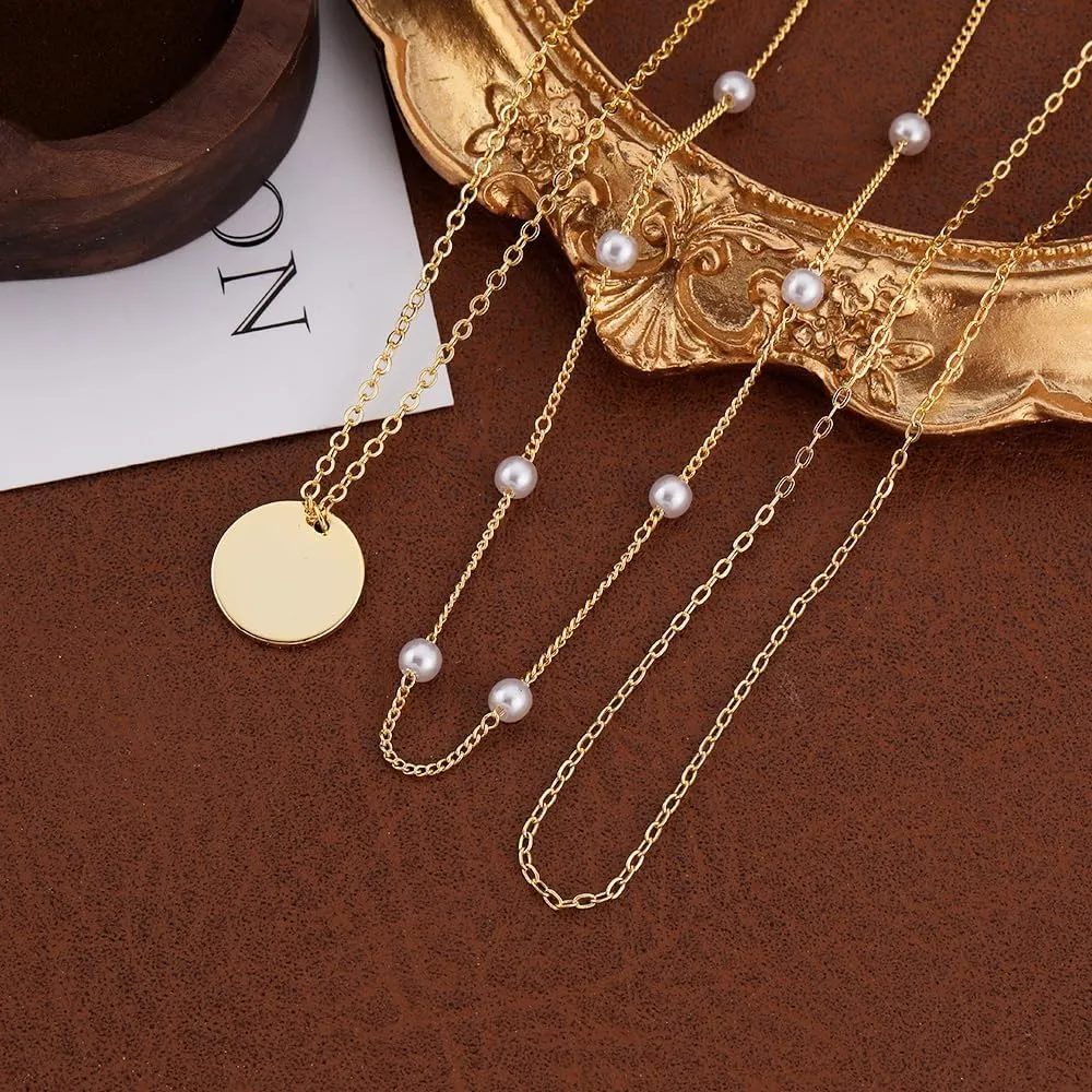Layered Necklaces Set for Women, Dainty 14K Gold/Sterling Silver Plated Pendant Necklace Gold Chunky/Long Chain Stack Necklace Jewelry Gift for Women Trendy