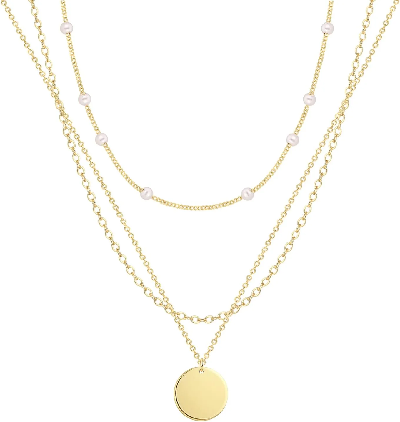 Layered Necklaces Set for Women, Dainty 14K Gold/Sterling Silver Plated Pendant Necklace Gold Chunky/Long Chain Stack Necklace Jewelry Gift for Women Trendy