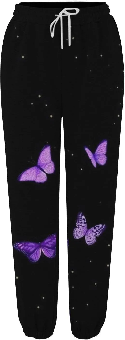 LCMTWX Baggy Sweatpants 2024 Joggers Pants Workout High Waisted Yoga Pants with Pockets Womens Jogging Leggings Comfy Black