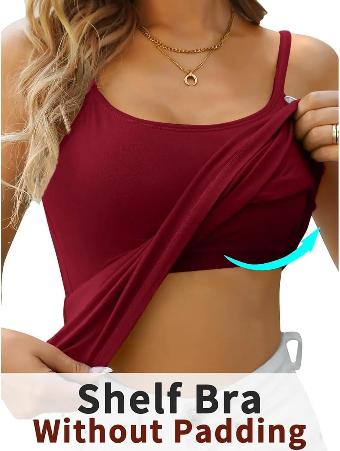 LCMTWX Camisole Tops For Women With Chest Pad Bra One Undershirt Padded Tank Tops For Women White Camisole Tops Women