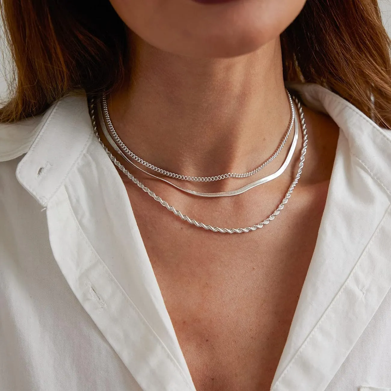 LEXODY Stackable Necklaces for Women 14k Gold Plated Layered Gold Necklaces Dainty Gold Necklace Dot Thin Paperclip Snake Chain Choker Necklace For Women Shine Jewelry Gifts for Women